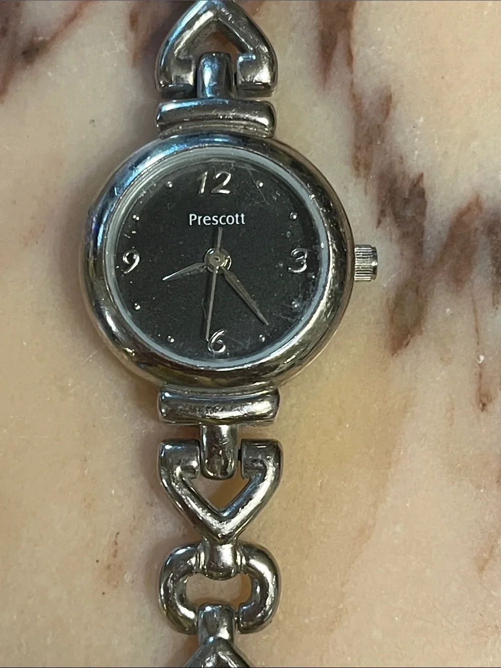 Prescott Women's Silver Link Bracelet Watch - Black Dial
